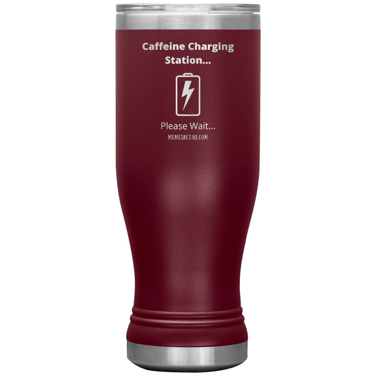 Caffeine Charging Station, Please Wait... Tumblers, 20oz BOHO Insulated Tumbler / Maroon - MemesRetail.com