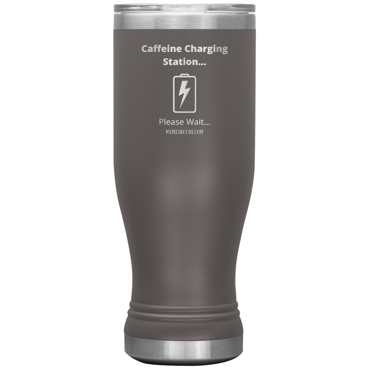 Caffeine Charging Station, Please Wait... Tumblers, 20oz BOHO Insulated Tumbler / Pewter - MemesRetail.com