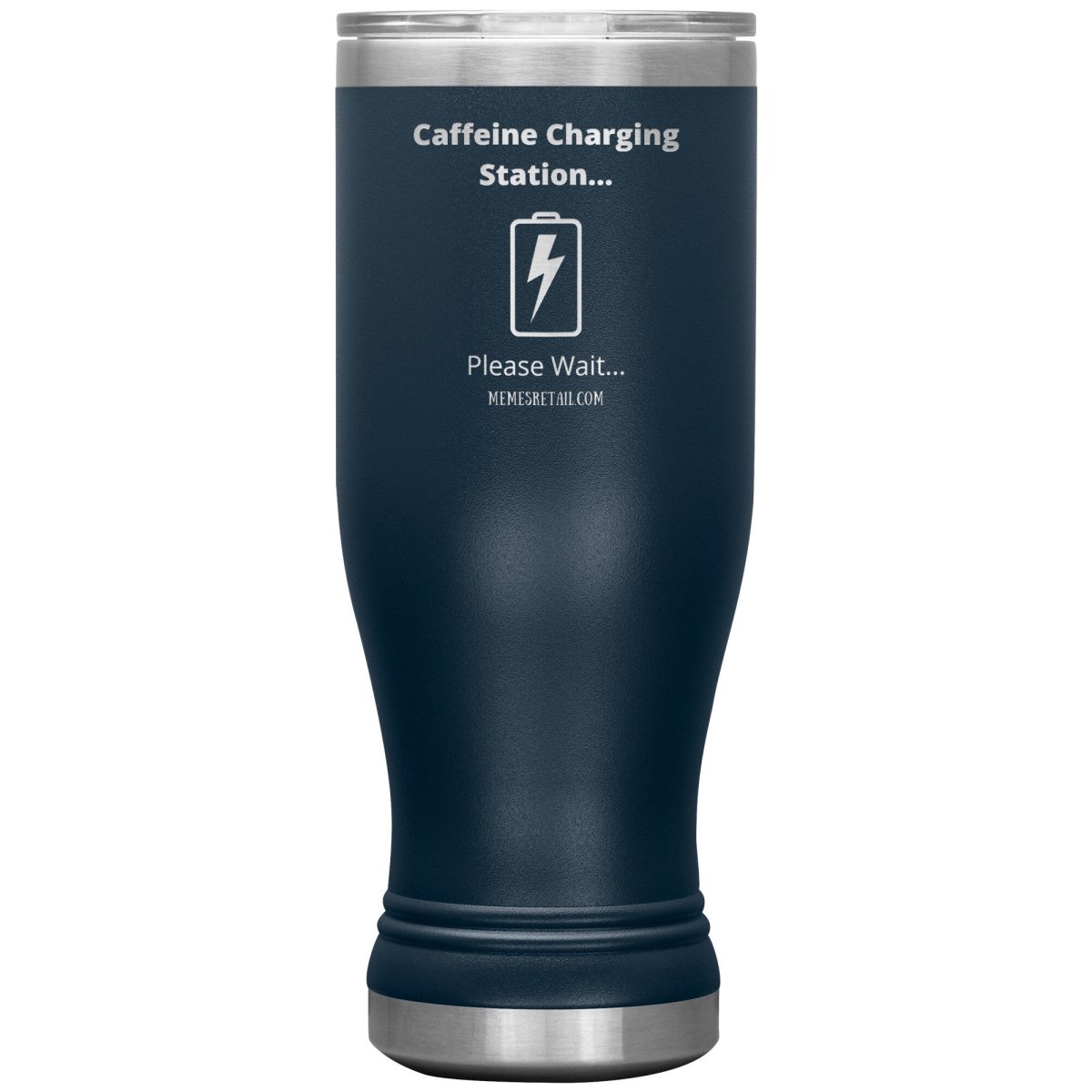 Caffeine Charging Station, Please Wait... Tumblers, 20oz BOHO Insulated Tumbler / Navy - MemesRetail.com