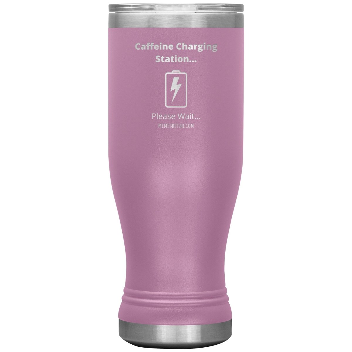 Caffeine Charging Station, Please Wait... Tumblers, 20oz BOHO Insulated Tumbler / Light Purple - MemesRetail.com