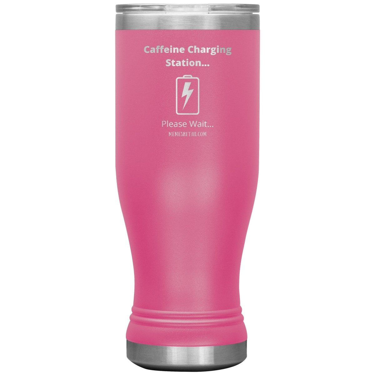 Caffeine Charging Station, Please Wait... Tumblers, 20oz BOHO Insulated Tumbler / Pink - MemesRetail.com