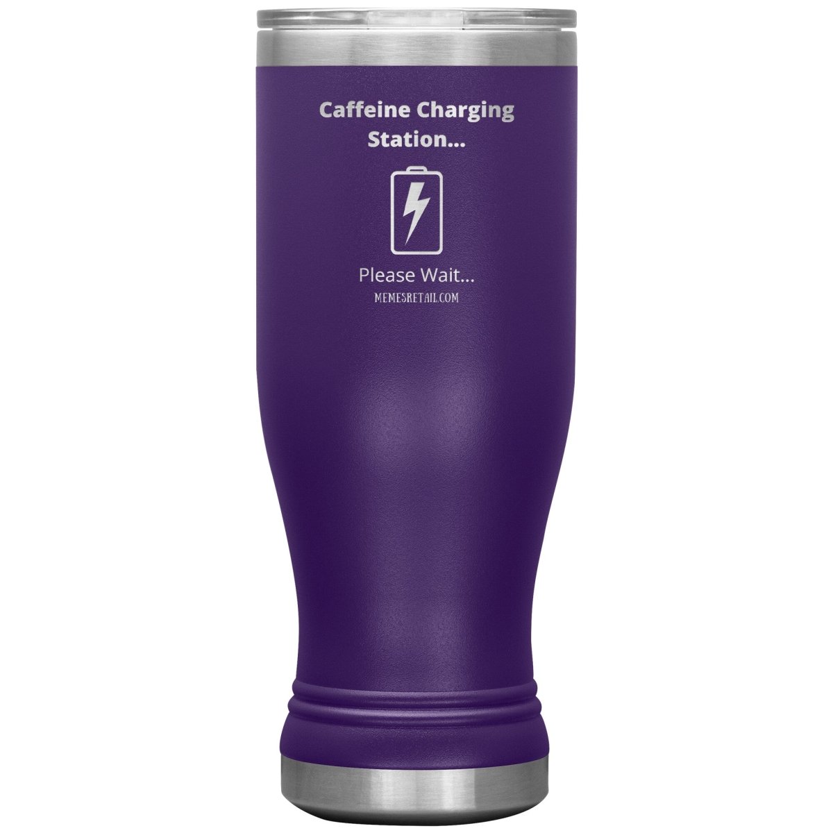 Caffeine Charging Station, Please Wait... Tumblers, 20oz BOHO Insulated Tumbler / Purple - MemesRetail.com