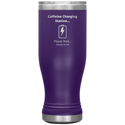 Caffeine Charging Station, Please Wait... Tumblers, 20oz BOHO Insulated Tumbler / Purple - MemesRetail.com