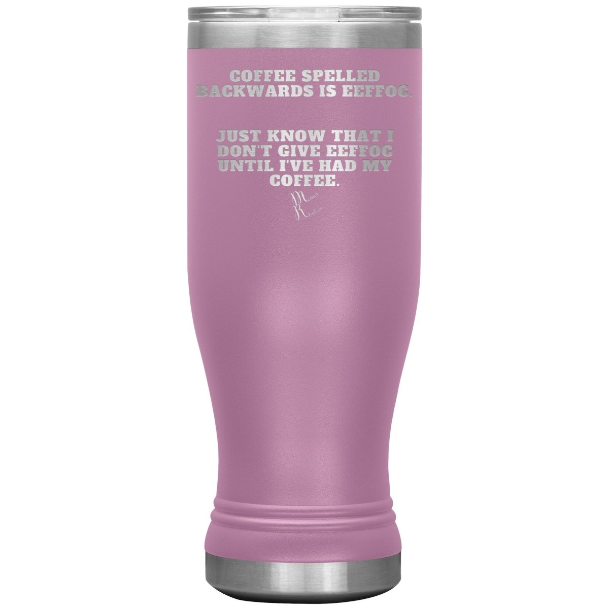 Coffee spelled backwards is eeffoc Tumblers, 20oz BOHO Insulated Tumbler / Light Purple - MemesRetail.com