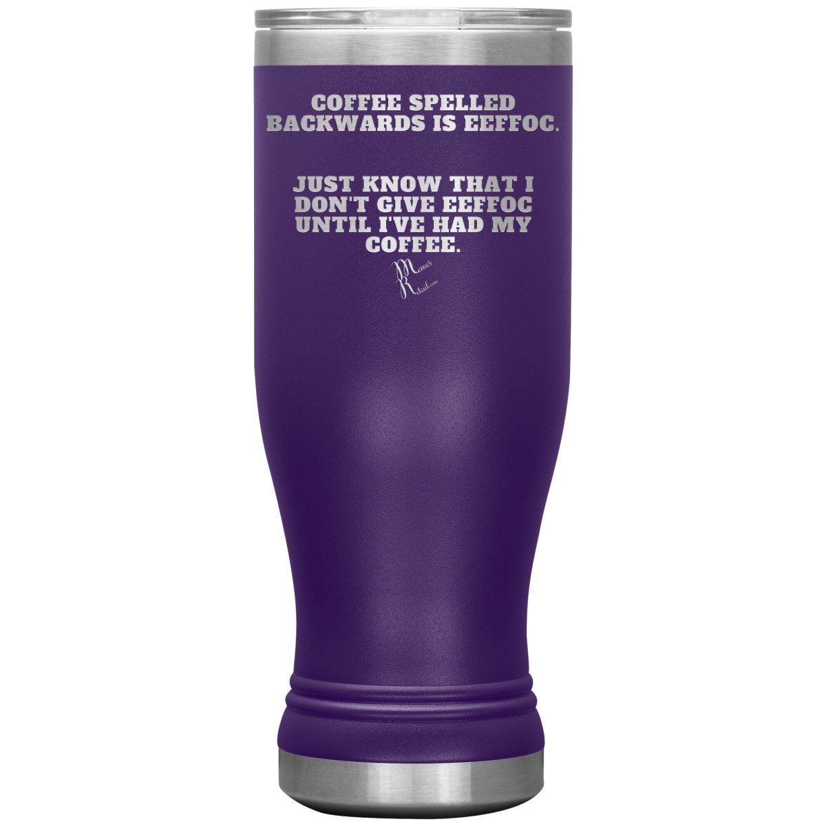 Coffee spelled backwards is eeffoc Tumblers, 20oz BOHO Insulated Tumbler / Purple - MemesRetail.com
