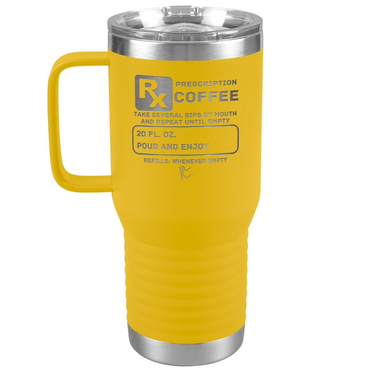 Prescription Coffee Rx Tumblers, 20oz Travel Tumbler / Yellow - MemesRetail.com