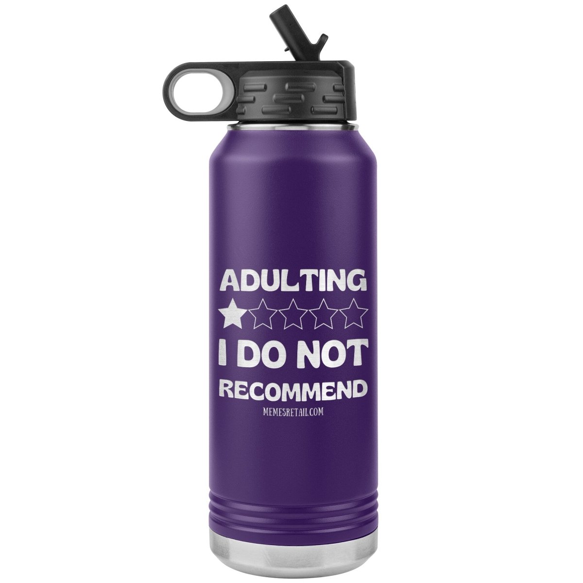 Adulting, 1 Star, I do not recommend 32oz Water Tumblers, Purple - MemesRetail.com