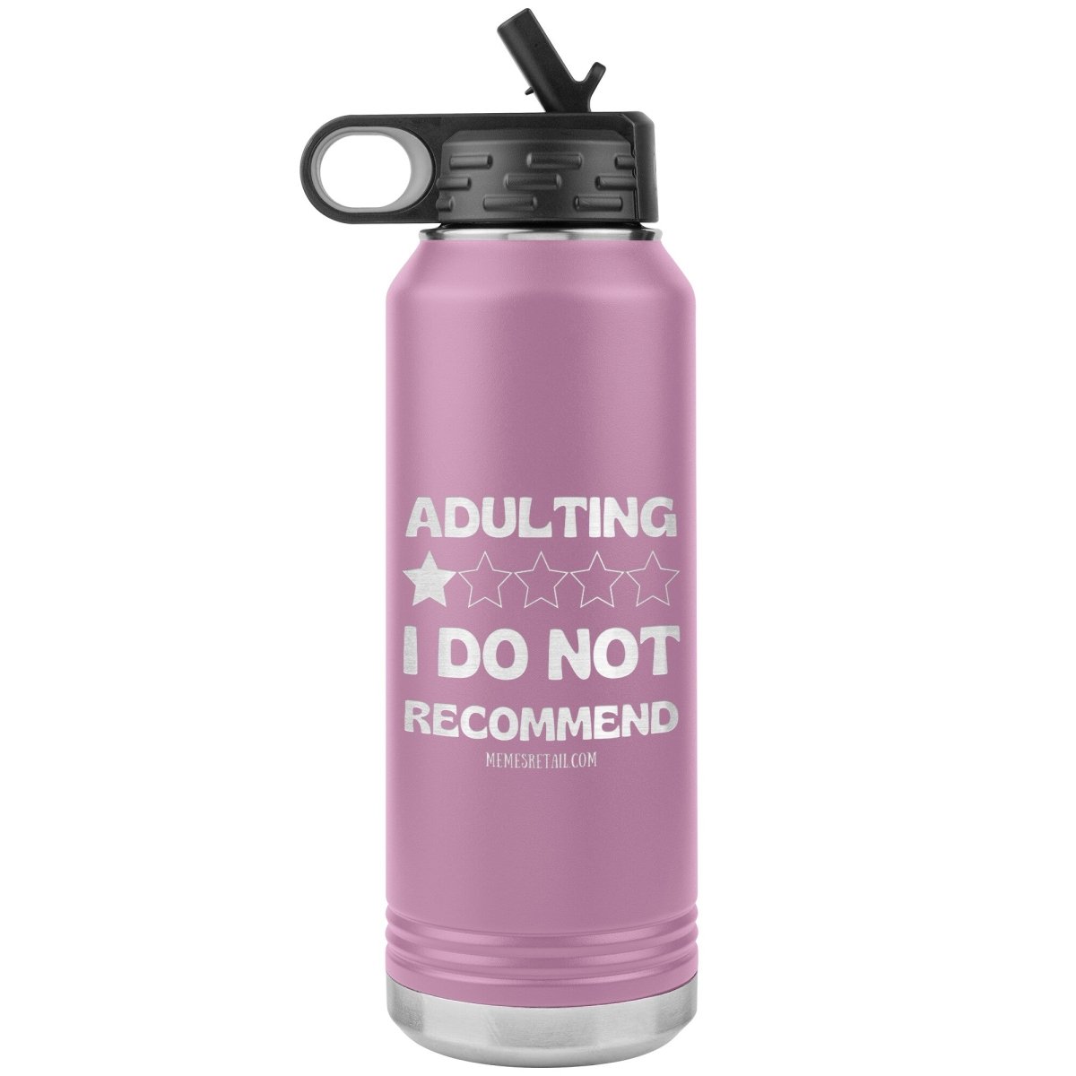 Adulting, 1 Star, I do not recommend 32oz Water Tumblers, Light Purple - MemesRetail.com