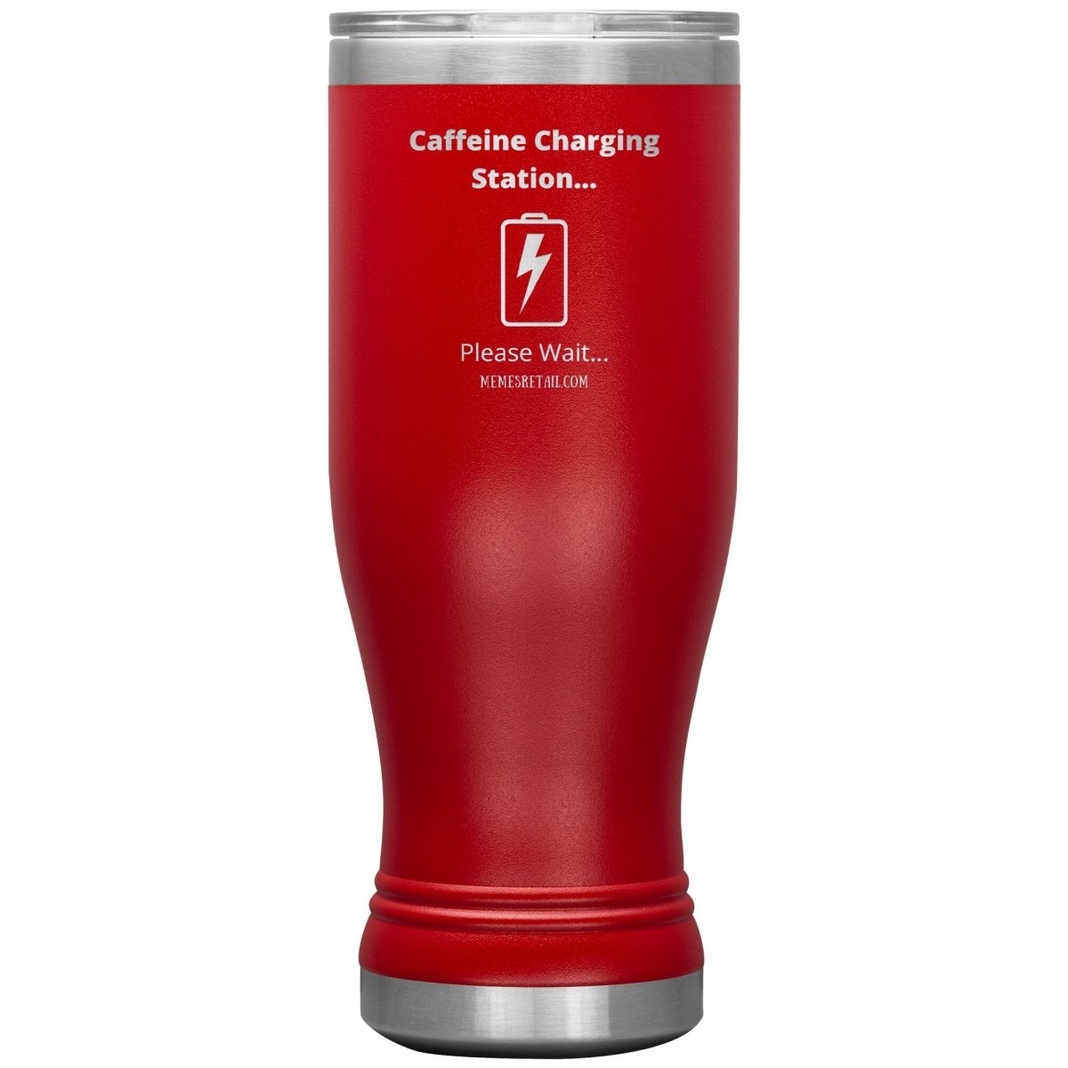 Caffeine Charging Station, Please Wait... Tumblers, 20oz BOHO Insulated Tumbler / Red - MemesRetail.com