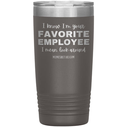 I know I’m your favorite employee, I mean look around, 20oz Insulated Tumbler / Pewter - MemesRetail.com
