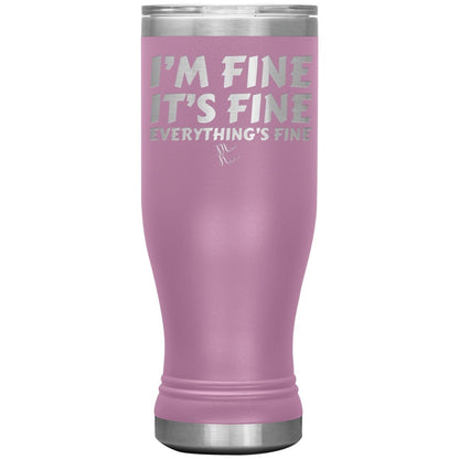 I'm Fine, It's Fine, Everything's Fine Tumblers, 20oz BOHO Insulated Tumbler / Light Purple - MemesRetail.com