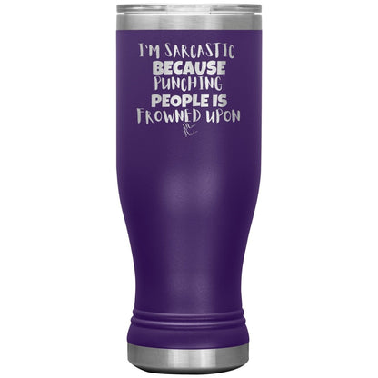 I'm Sarcastic Because Punching People is Frowned Upon Tumblers, 20oz BOHO Insulated Tumbler / Purple - MemesRetail.com
