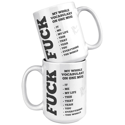 My whole vocabulary on one mug, 15oz Accent Mug / White - MemesRetail.com