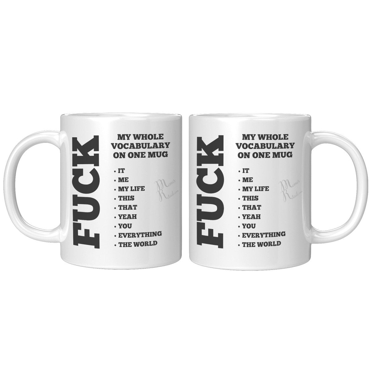 My whole vocabulary on one mug, 11oz Accent Mug / White - MemesRetail.com