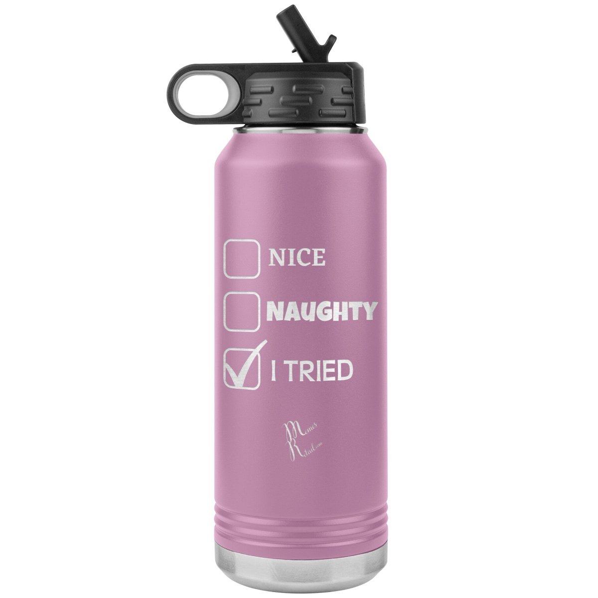 Nice, Naughty, I tried Christmas 32oz Water Tumblers, Light Purple - MemesRetail.com