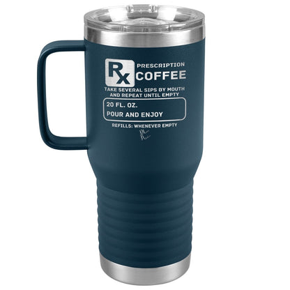Prescription Coffee Rx Tumblers, 20oz Travel Tumbler / Navy - MemesRetail.com