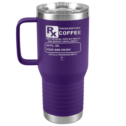 Prescription Coffee Rx Tumblers, 20oz Travel Tumbler / Purple - MemesRetail.com